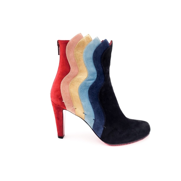 Christian Louboutin Shoes - Christian Louboutin Suede Wave Zip Mid-Heel Ankle Boots EU 37.5